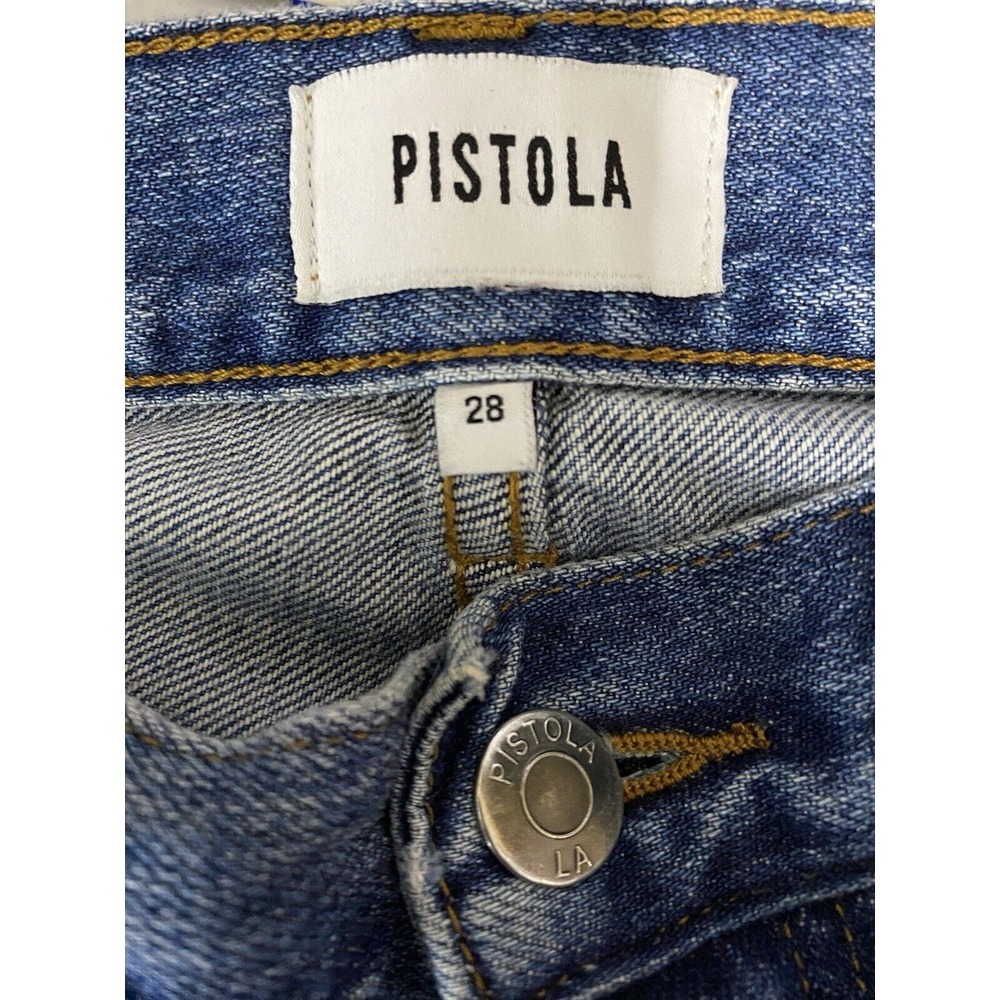 Pistola Women Charlie High Rise Straight Jeans 28 Raw Hem Button‎ Fly Blue Denim - Picture 8 of 10